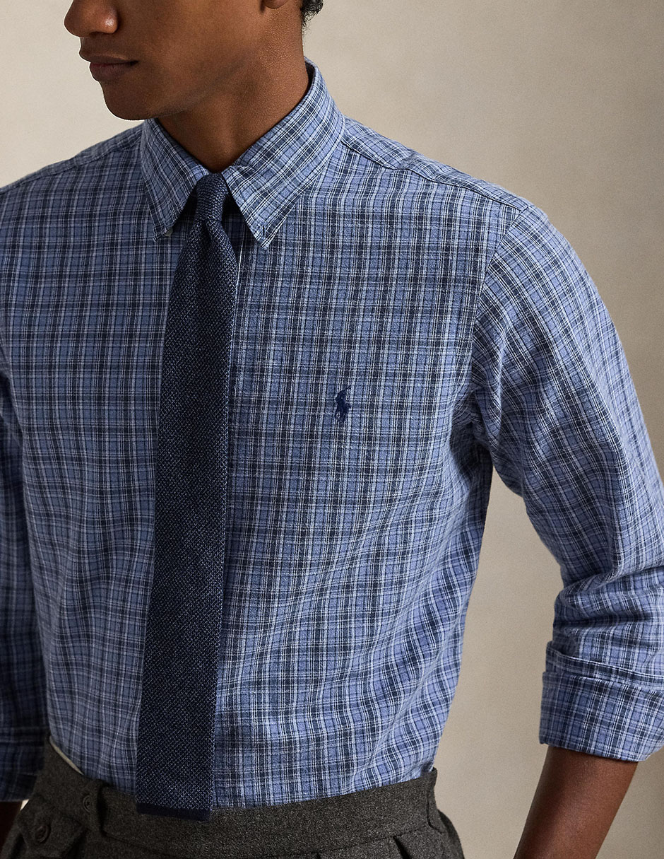 Camisa business casual Polo Rl de algodón manga larga para hombre
