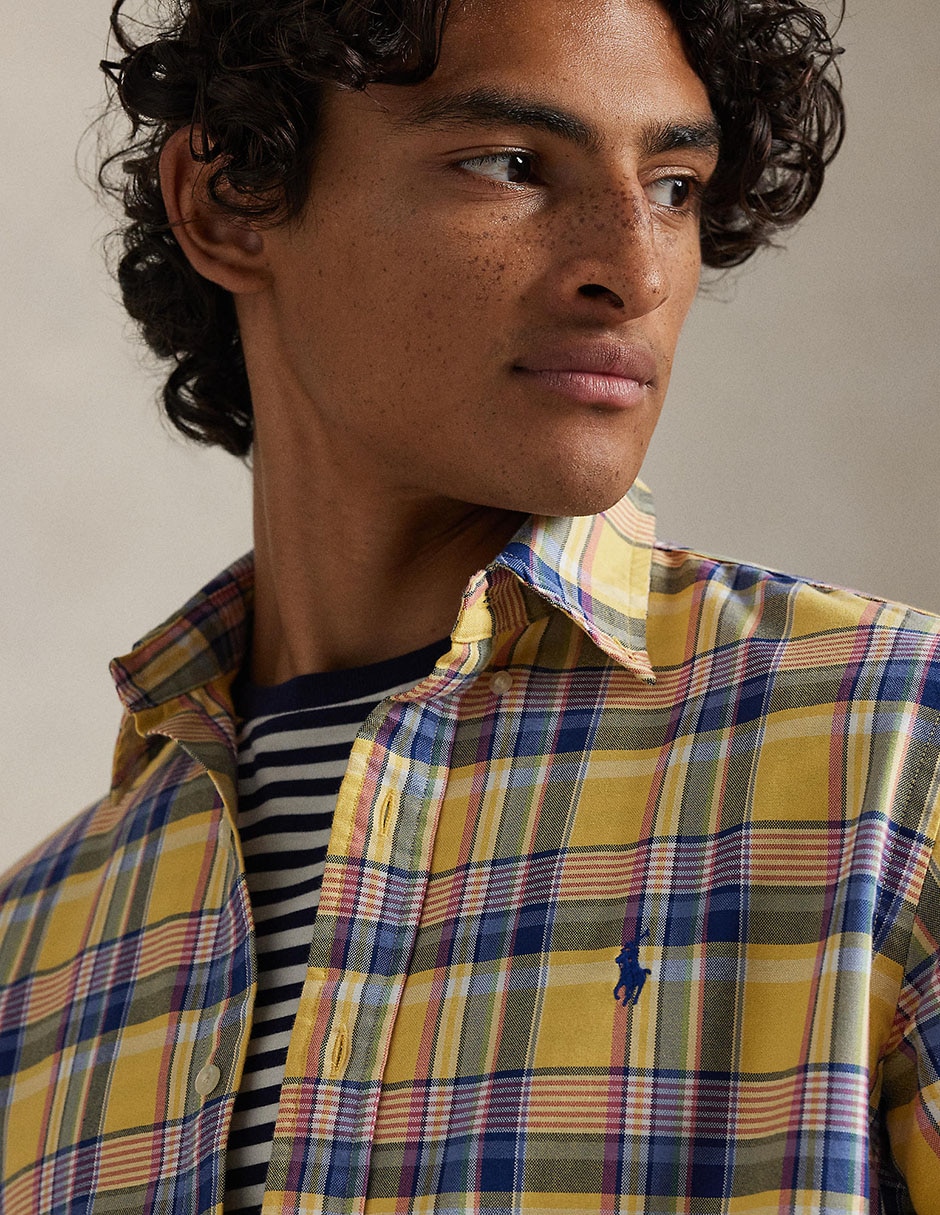 Camisa casual Polo Rl manga larga para hombre 5