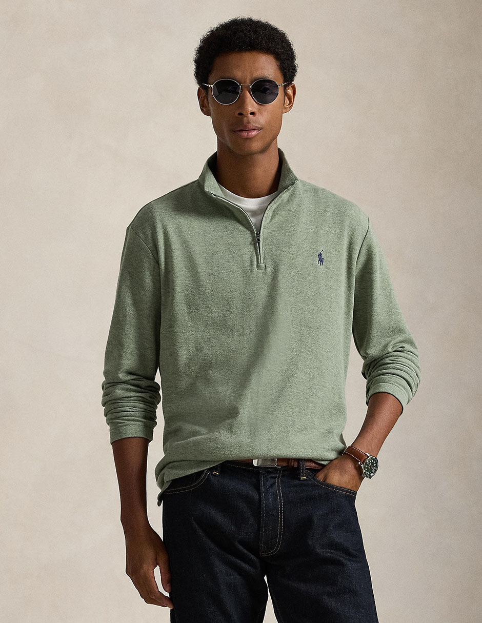 Suéter Polo Rl cuello con cierre para hombre