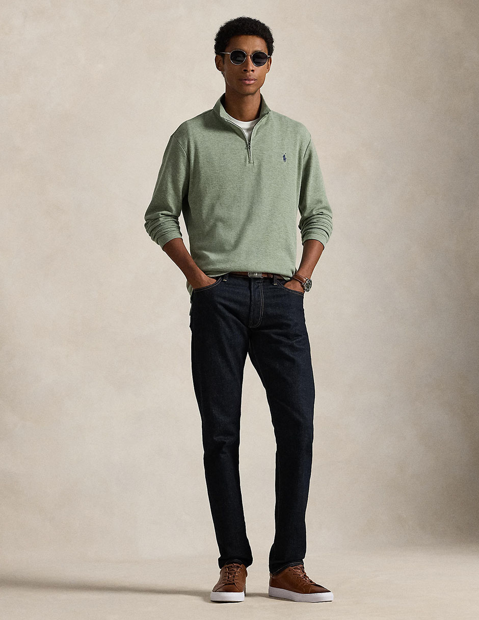 Suéter Polo Rl cuello con cierre para hombre