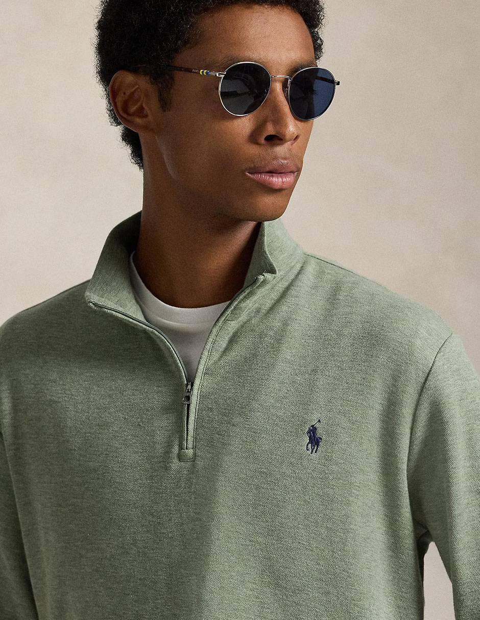 Suéter Polo Rl cuello con cierre para hombre
