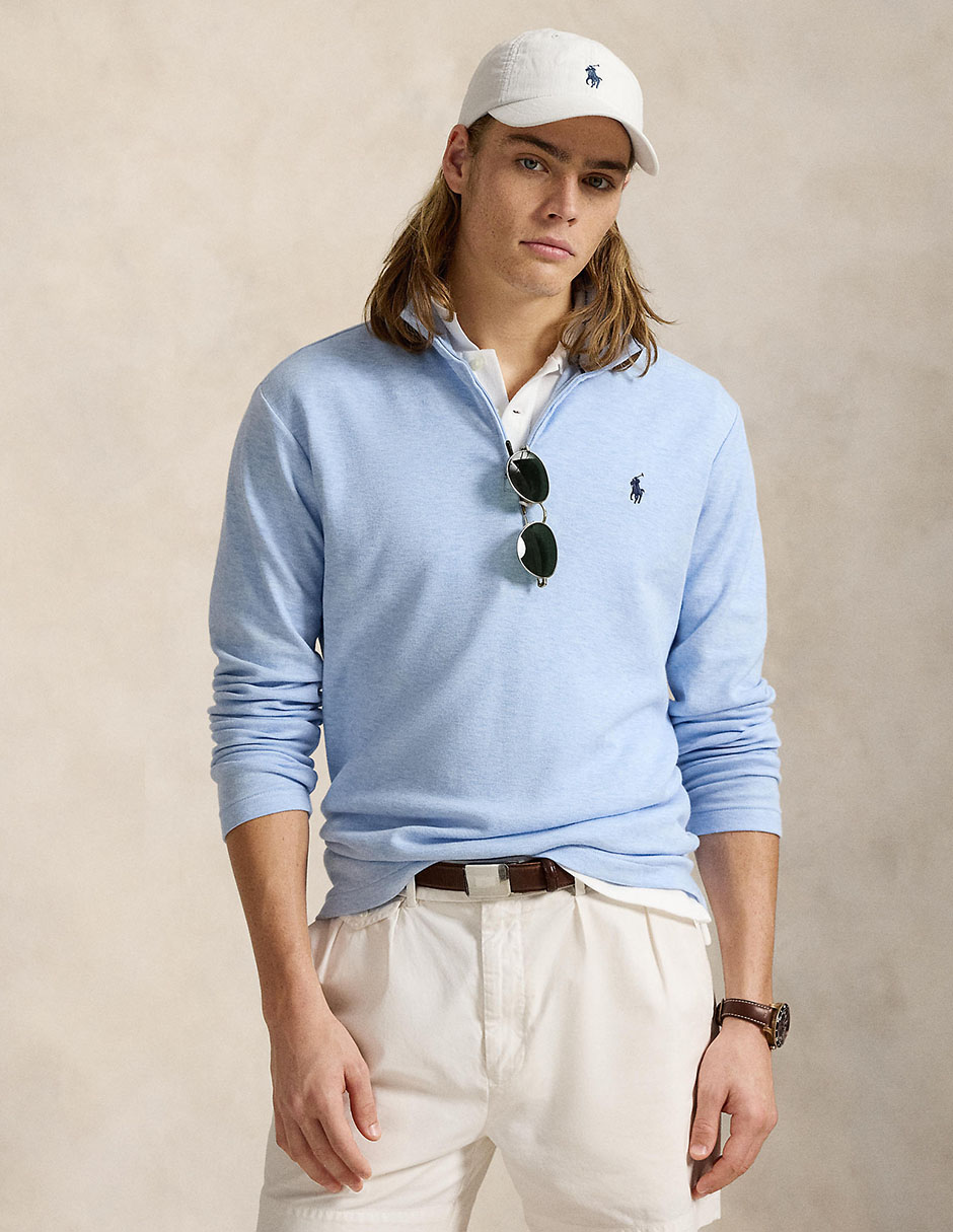 Suéter Polo Rl cuello con cierre para hombre