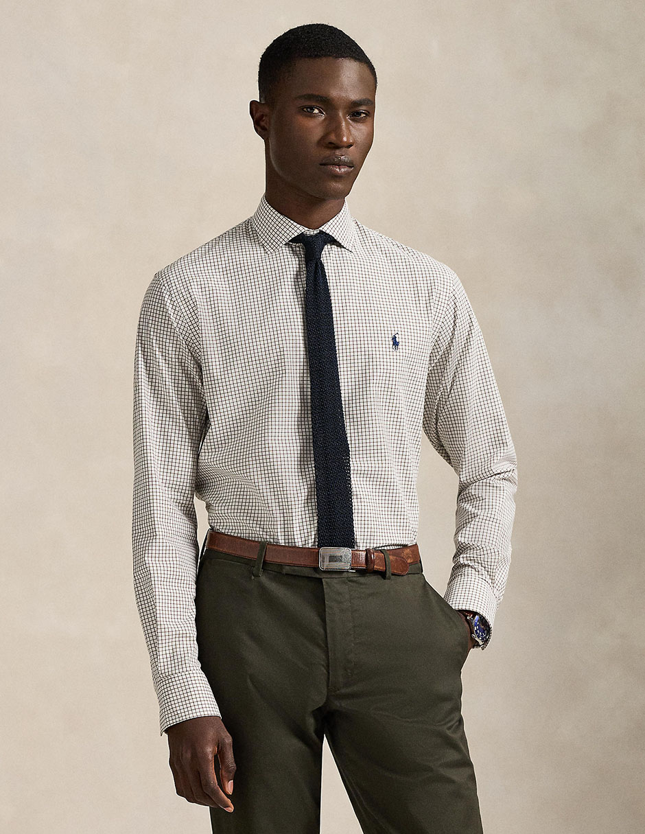 Camisa business casual Polo Rl de algodón manga larga para hombre