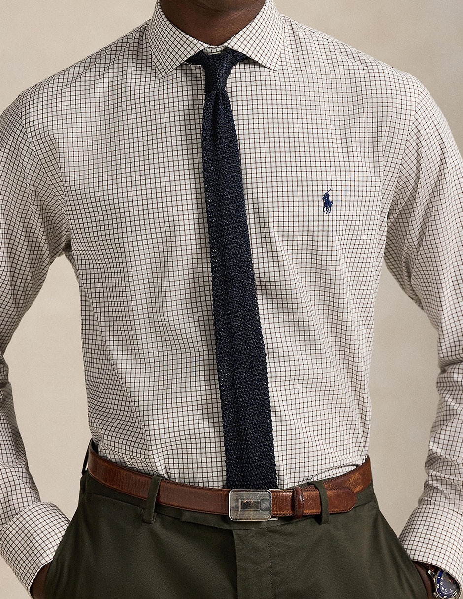 Camisa business casual Polo Rl de algodón manga larga para hombre 4