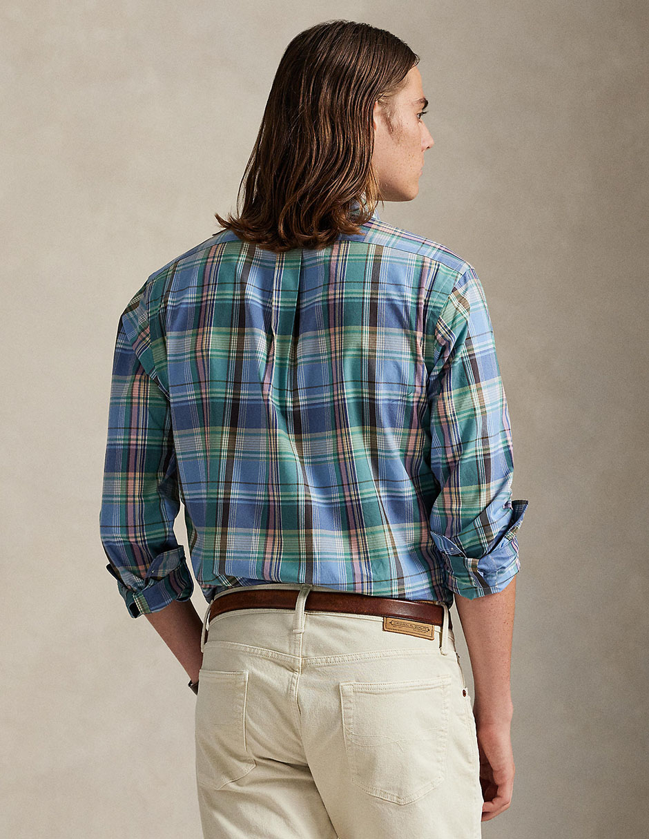 Camisa casual Polo Rl de algodón manga larga para hombre
