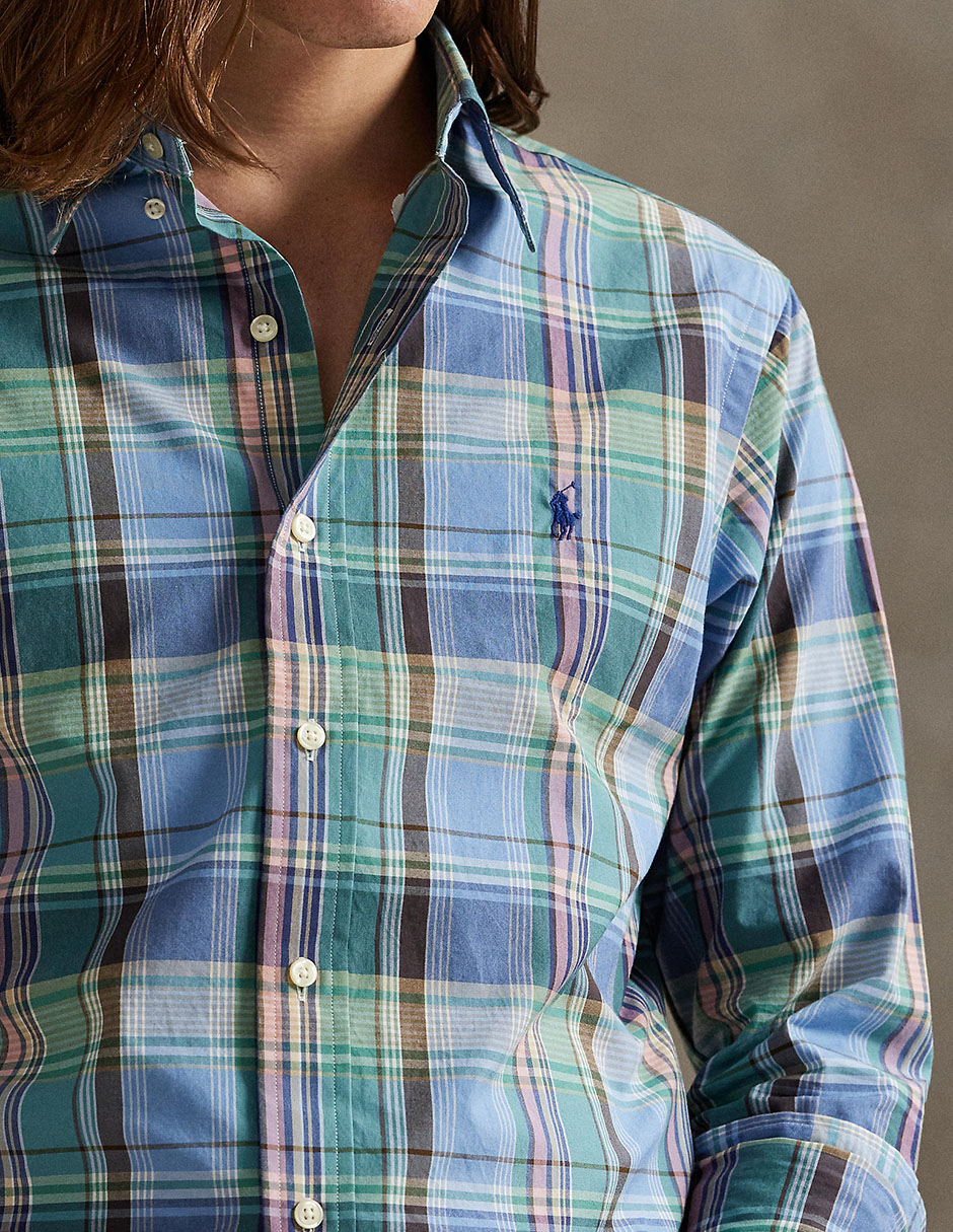 Camisa casual Polo Rl de algodón manga larga para hombre