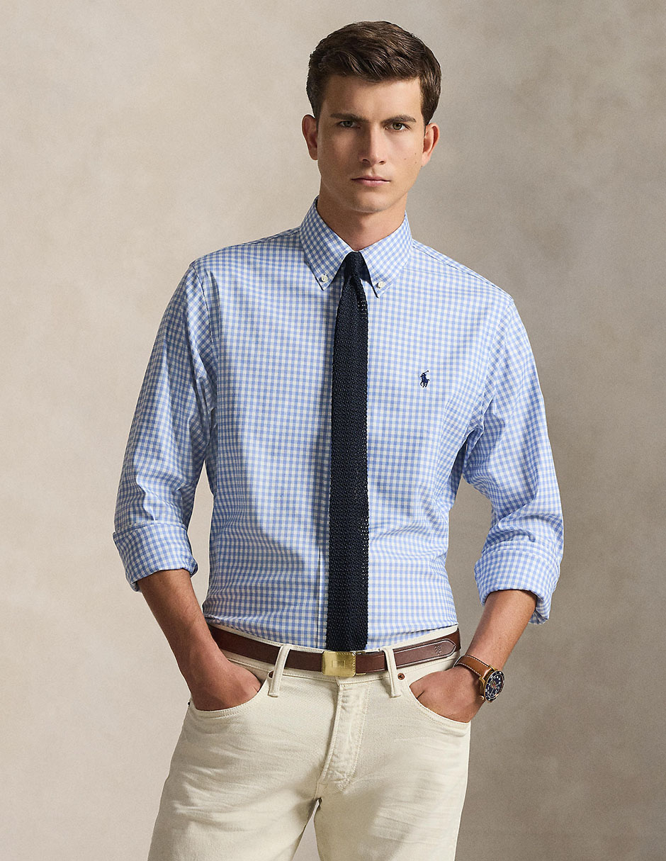 Camisa business casual Polo Rl de algodón manga larga para hombre