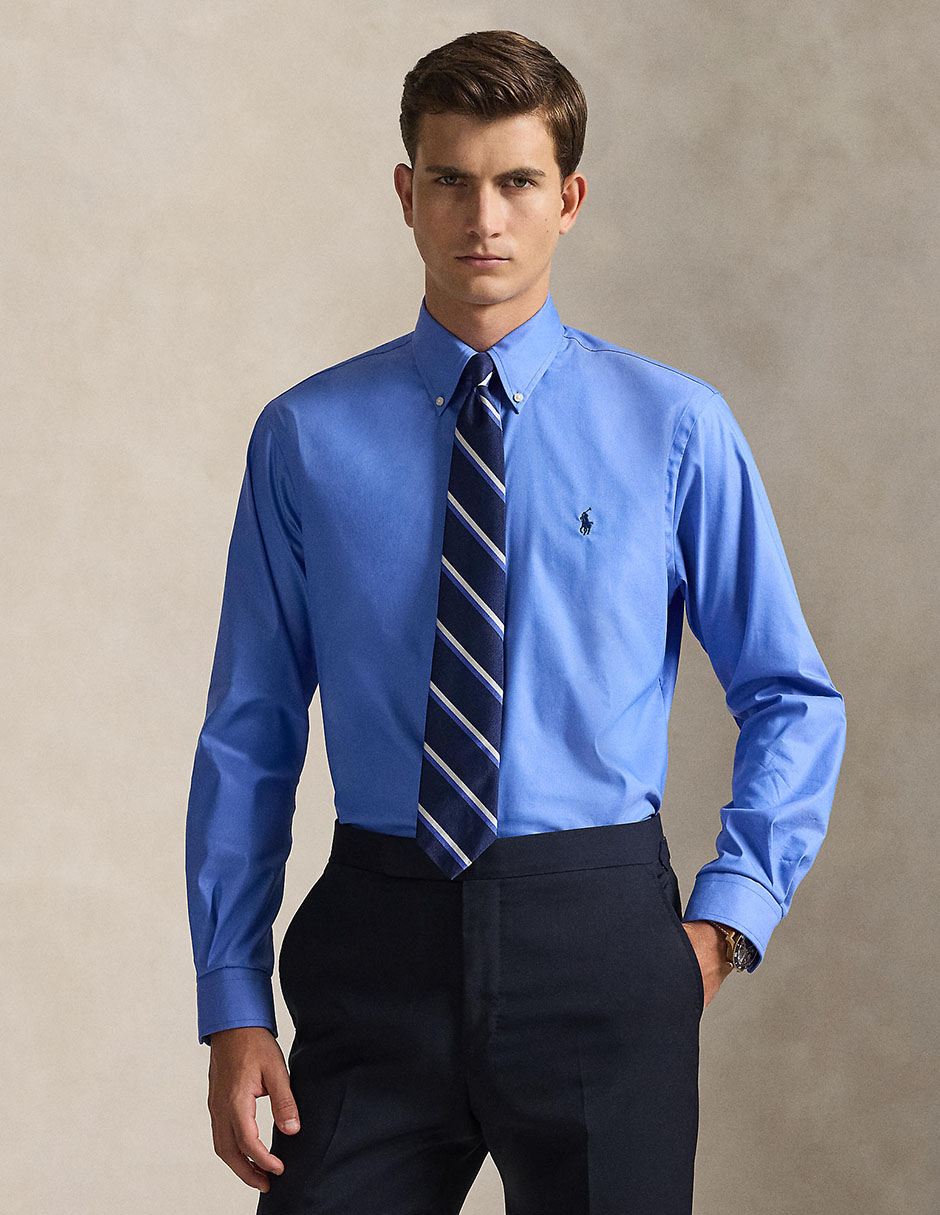 Camisa business casual Polo RL de algodón manga larga para hombre