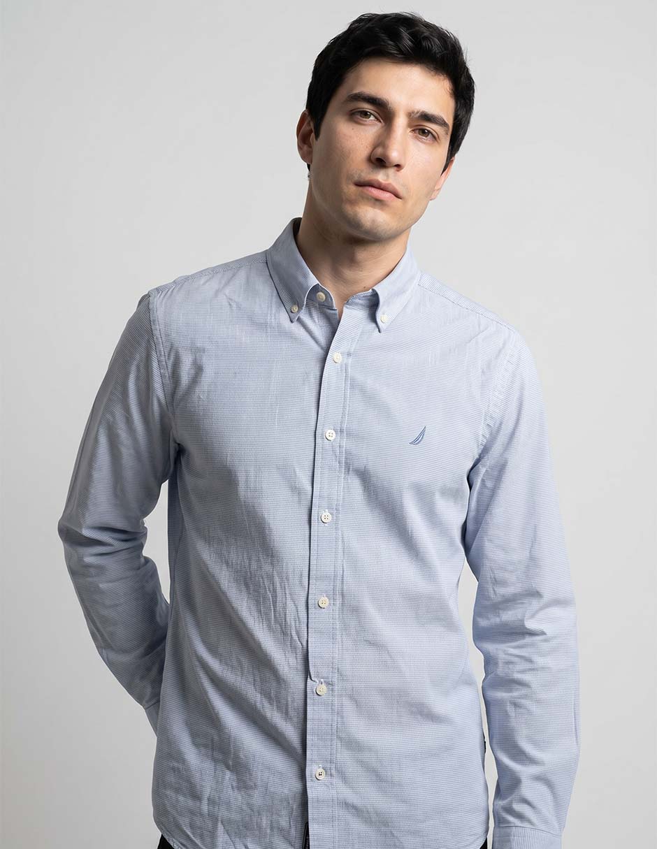 Camisa casual de algodón manga larga para hombre