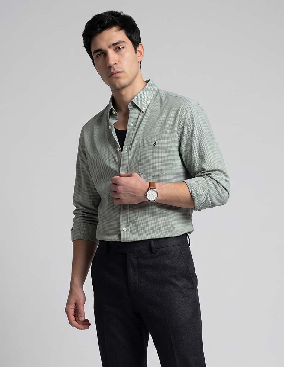 Camisa casual de algodón manga larga para hombre 1