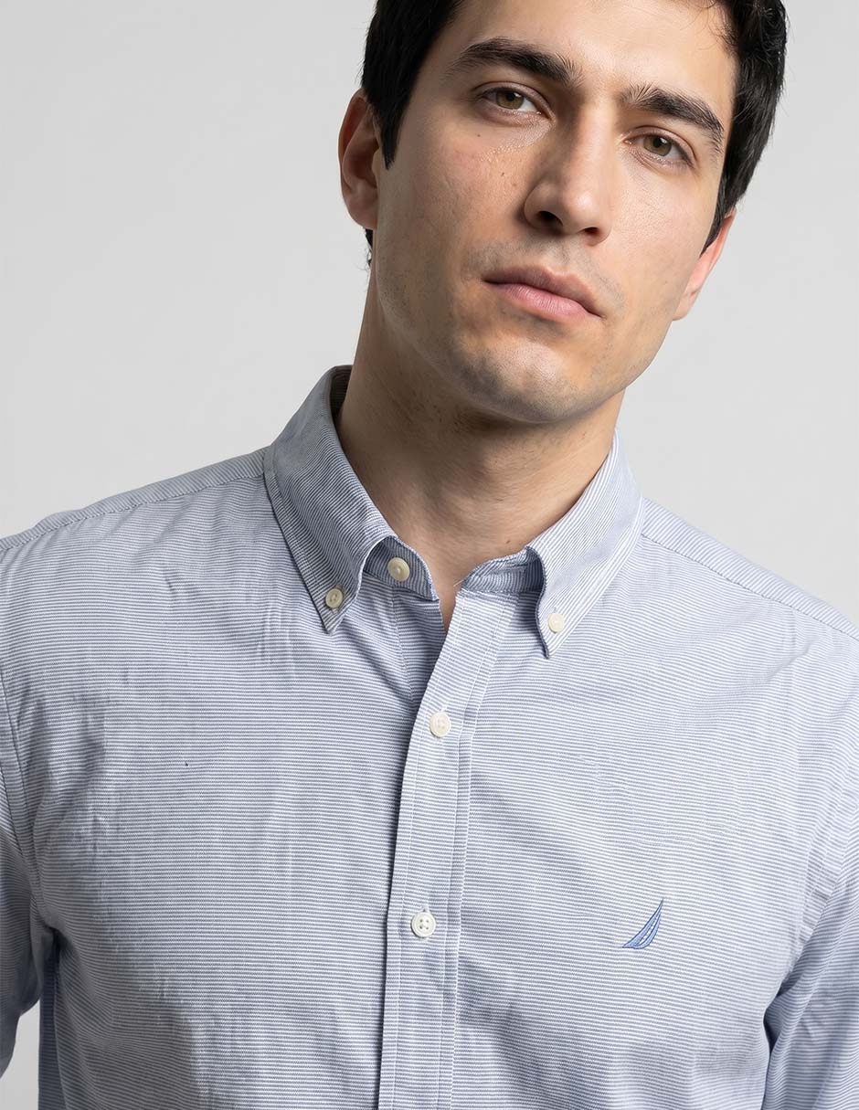 Camisa casual Nautica de algodón  manga larga para hombre