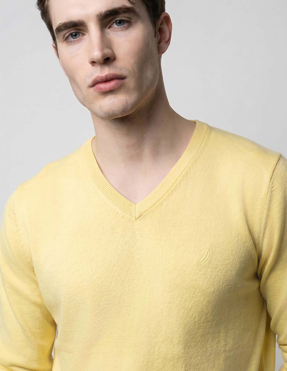 Suéter cuello v para hombre 4