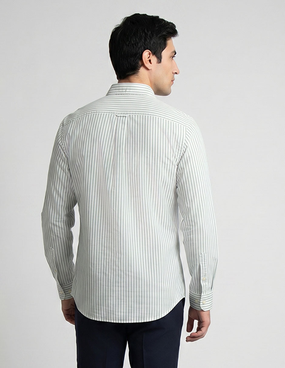 Camisa casual Nautica de algodón manga larga para hombre