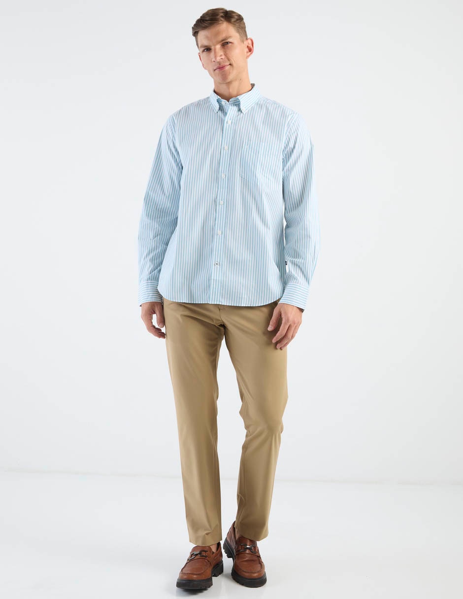 Camisa casual Nautica de algodón manga larga para hombre