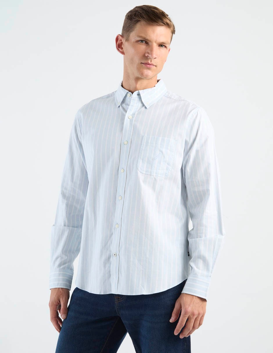 Camisa Casual de Algodón Manga Larga para Hombre
