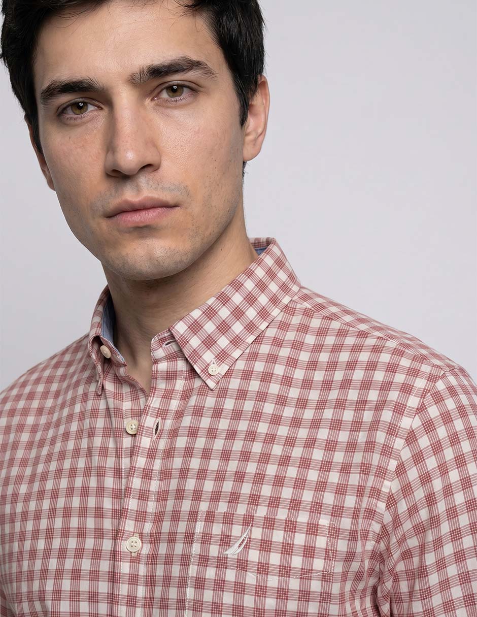 Camisa casual Nautica de algodón manga larga para hombre