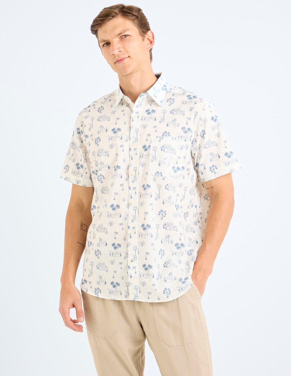Camisa casual de algodón manga corta para hombre