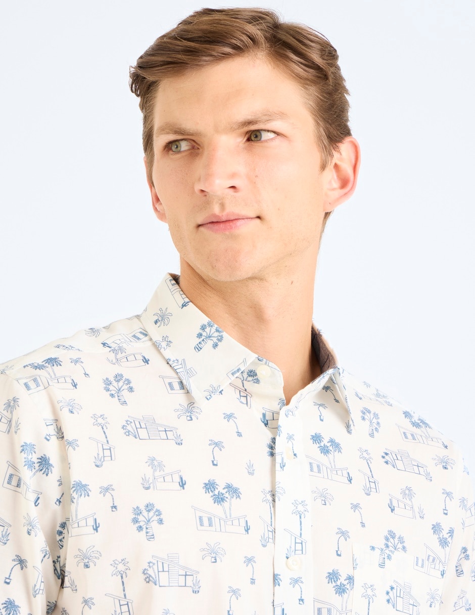 Camisa casual de algodón manga corta para hombre