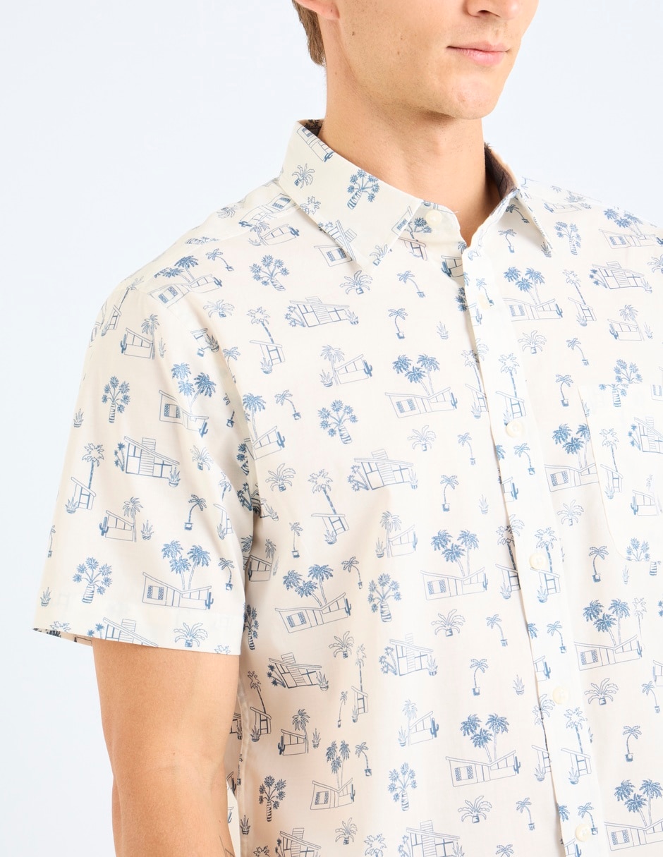 Camisa casual de algodón manga corta para hombre