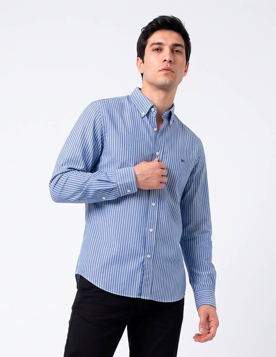 Camisa casual de algodón manga larga para hombre