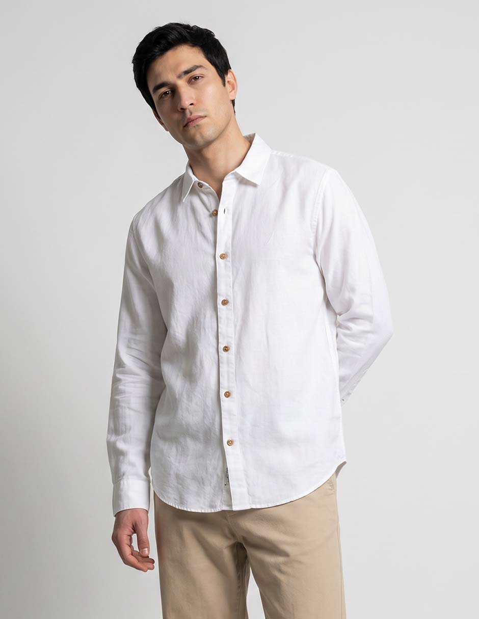 Camisa casual de algodón manga larga para hombre 1