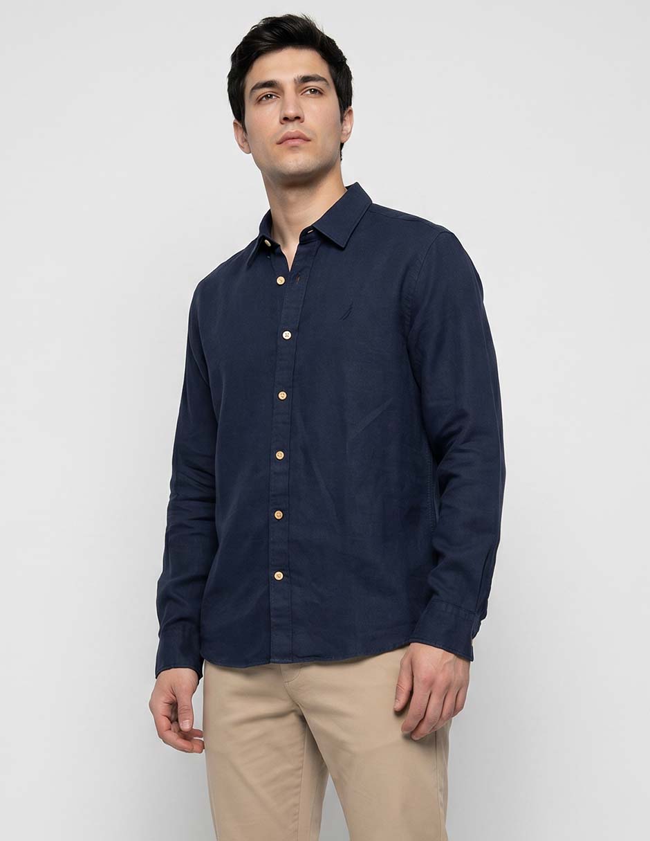 Camisa casual de algodón manga larga para hombre