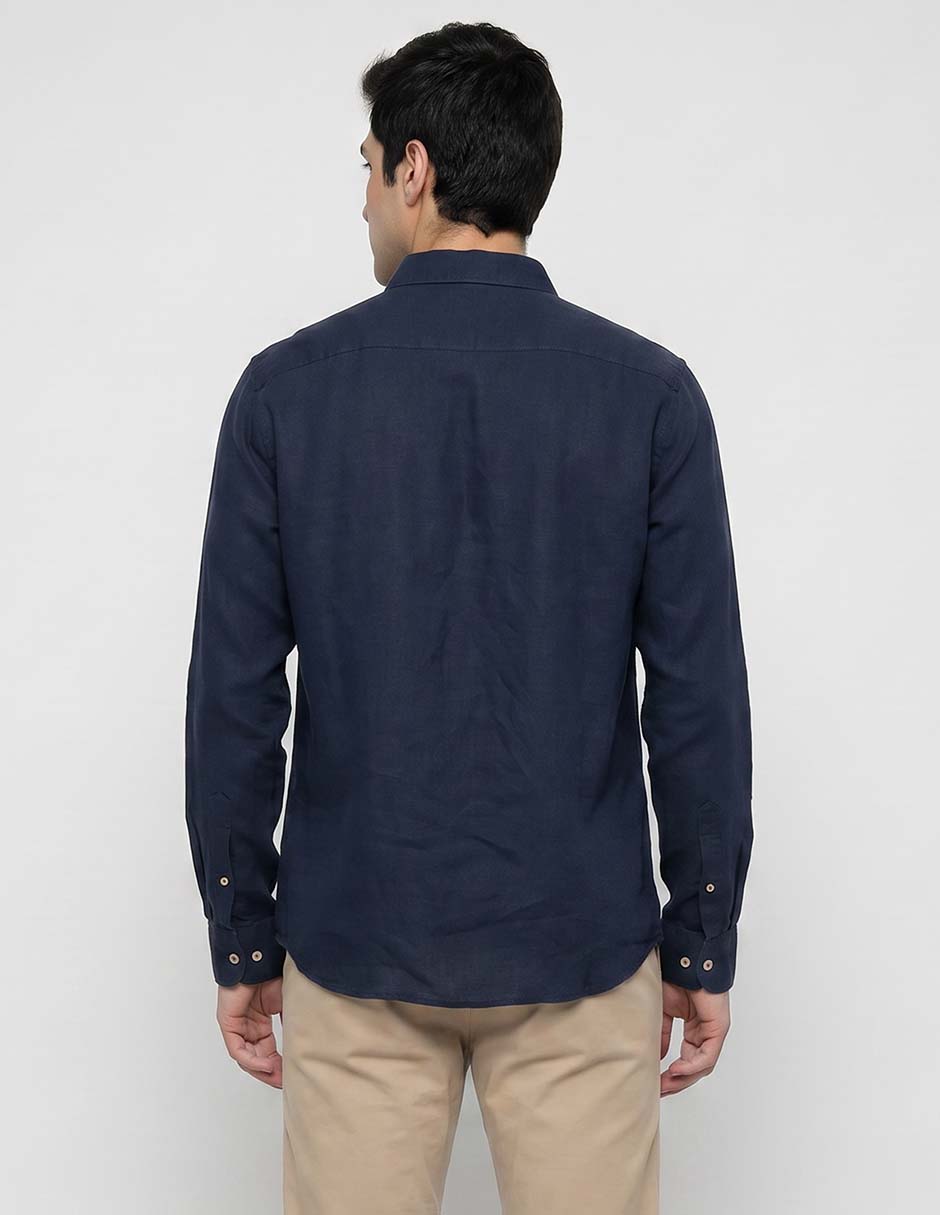 Camisa casual Nautica de algodón manga larga para hombre