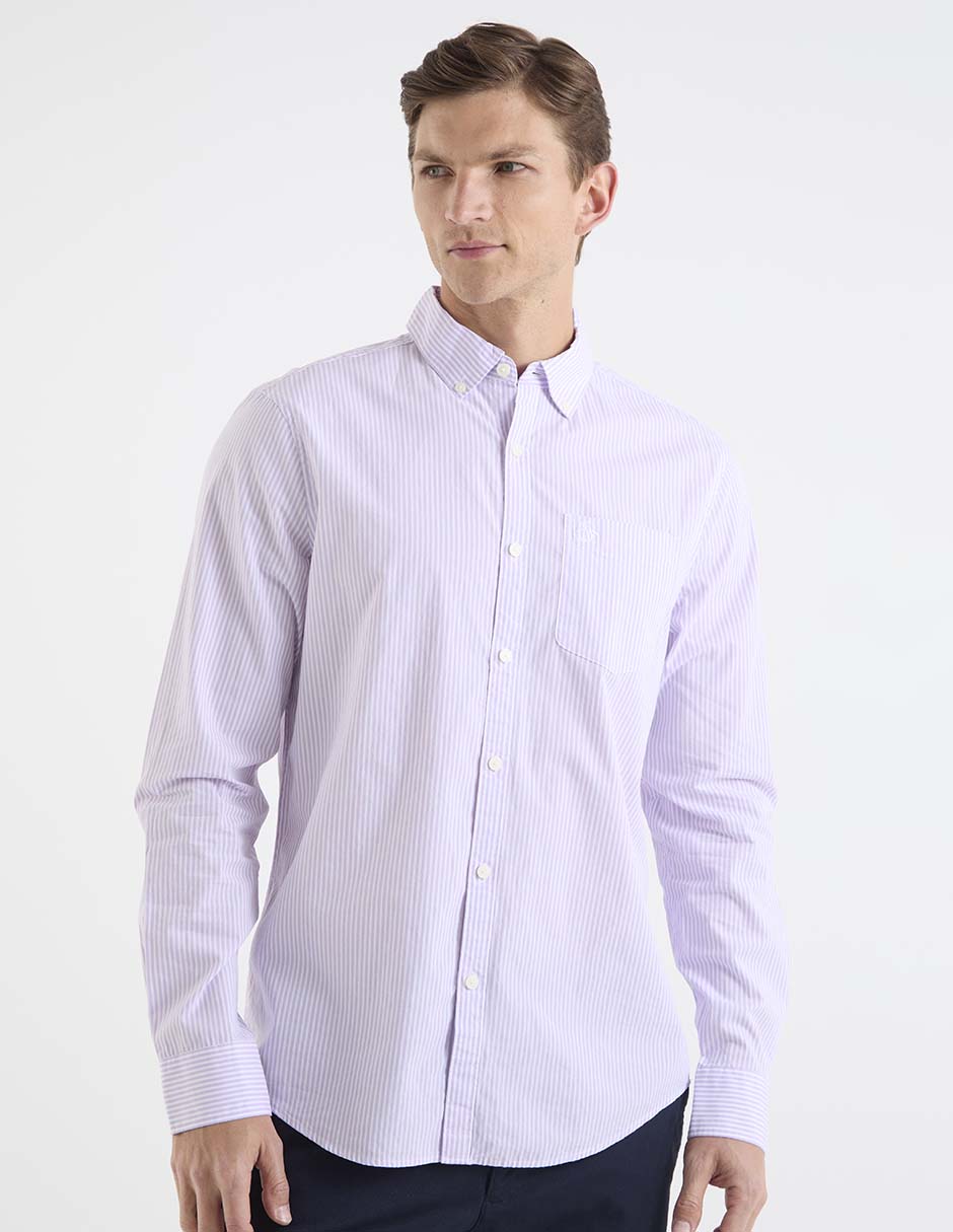 Camisa casual de algodón manga larga para hombre 1