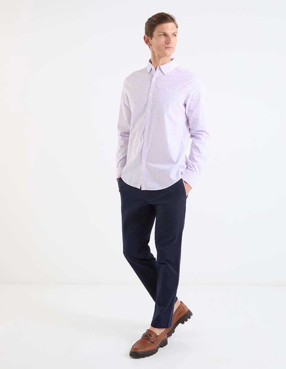 Camisa casual de algodón manga larga para hombre 8