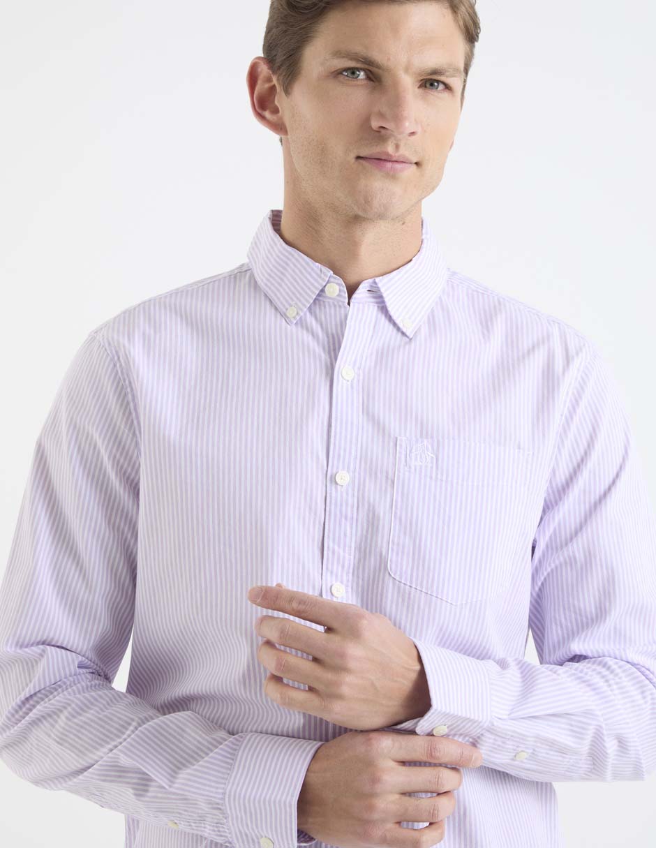 Camisa casual de algodón manga larga para hombre 9