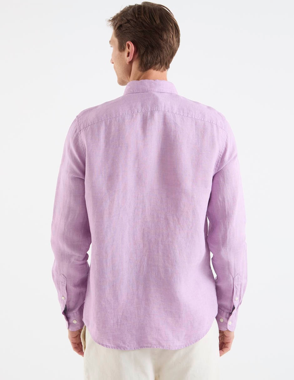 Camisa casual de lino manga larga para hombre 11
