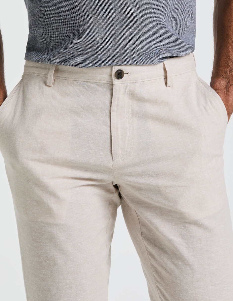 Pantalón casual chino regular de lino para hombre