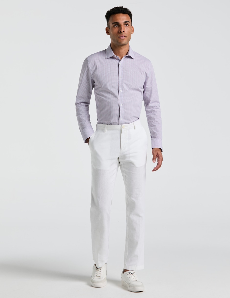 Pantalón casual chino regular de lino para hombre