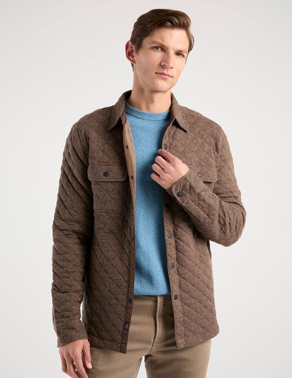 Sobrecamisa casual de algodón manga larga para hombre 1