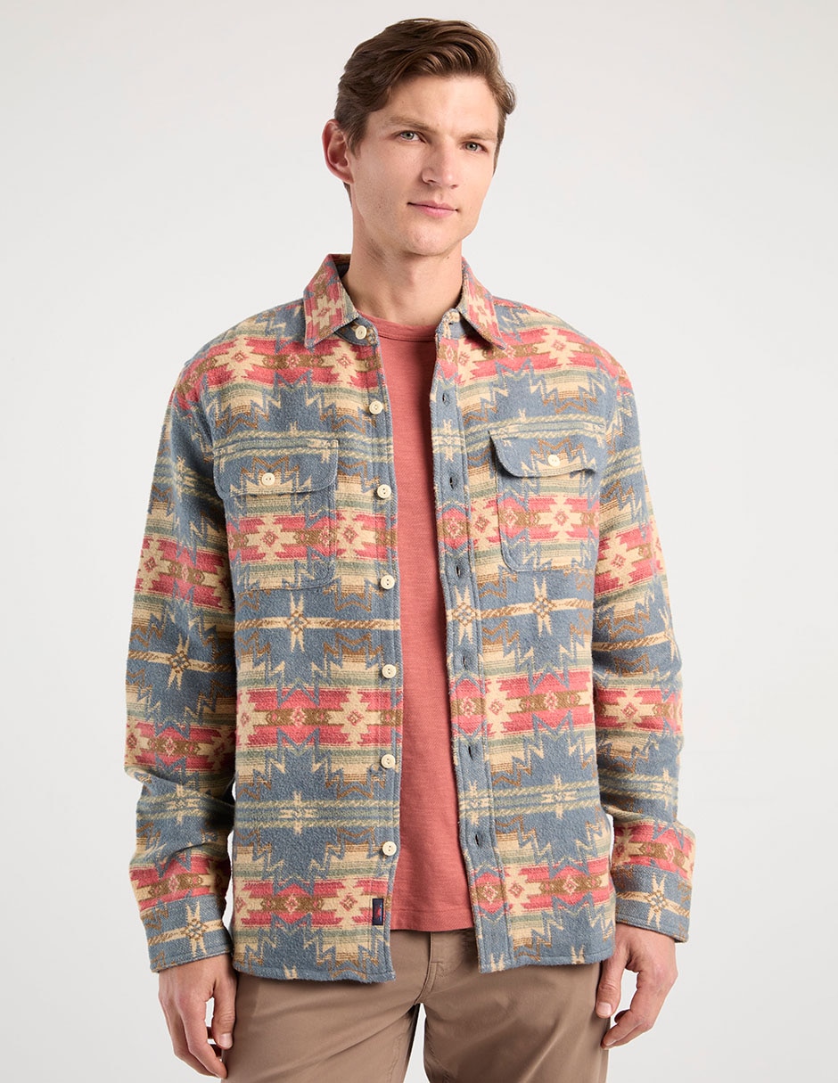 Sobrecamisa casual de algodón manga larga para hombre 1