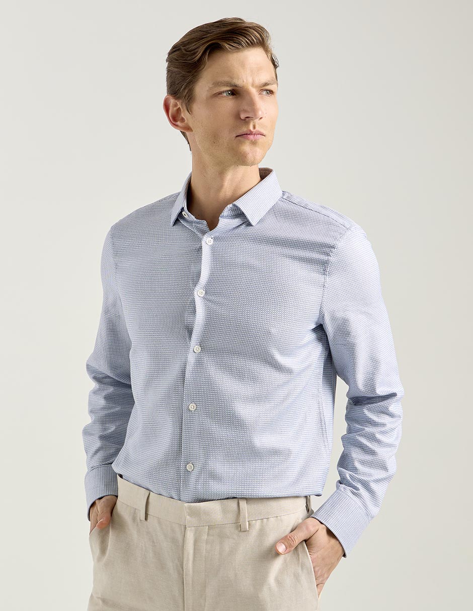 Camisa business casual Perry Ellis de algodón manga larga para hombre