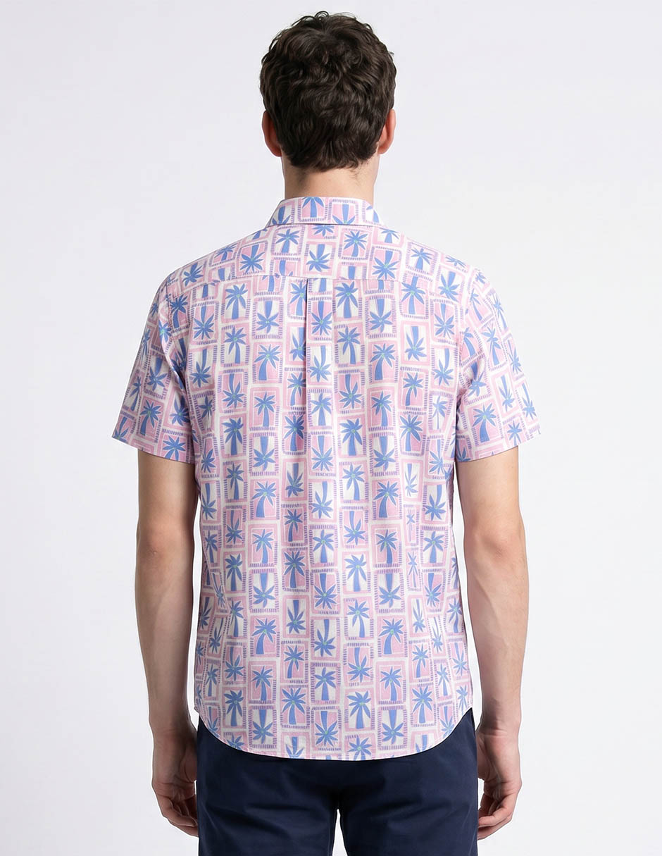 Camisa casual de algodón manga corta para hombre