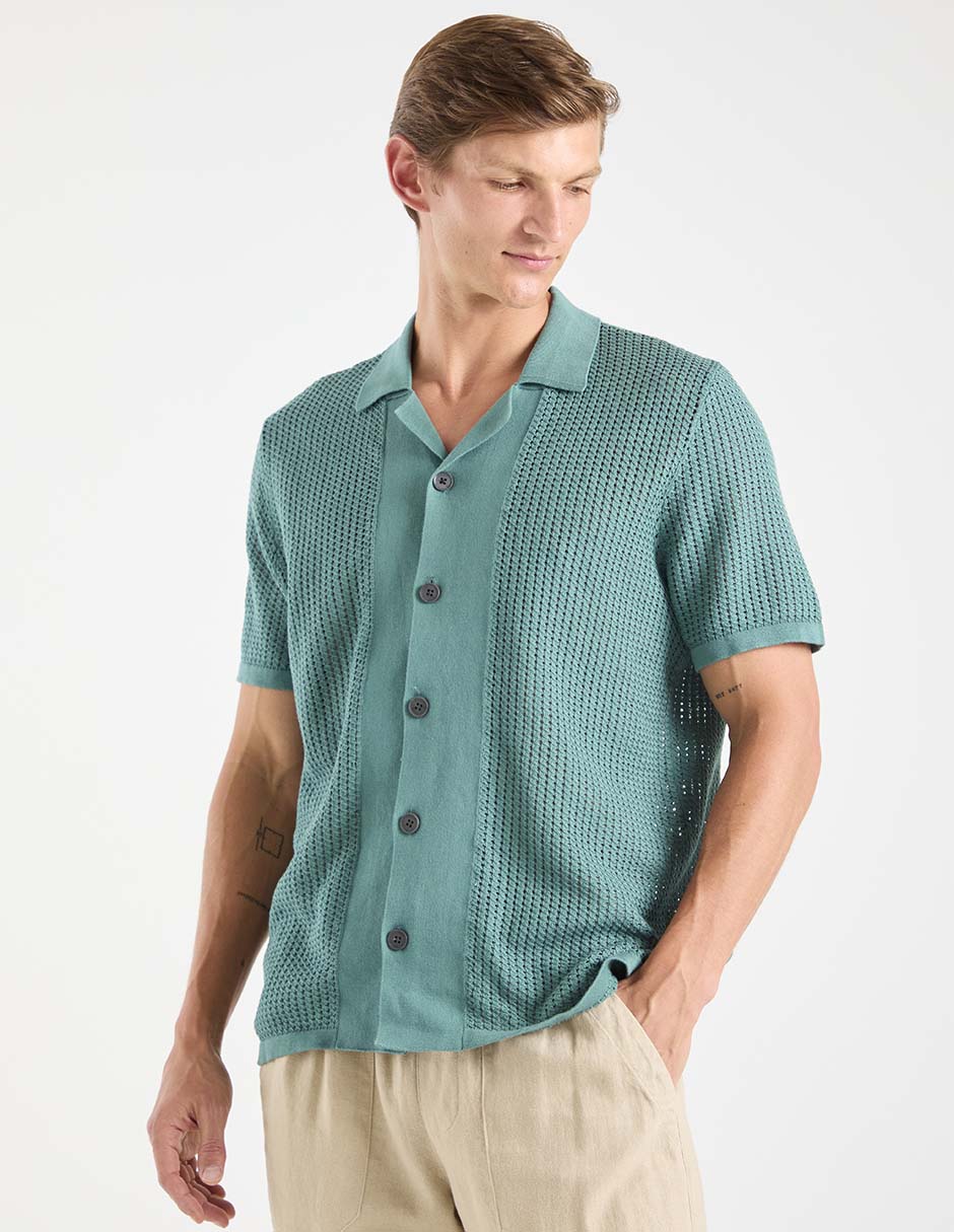 Camisa casual de algodón manga corta para hombre 2