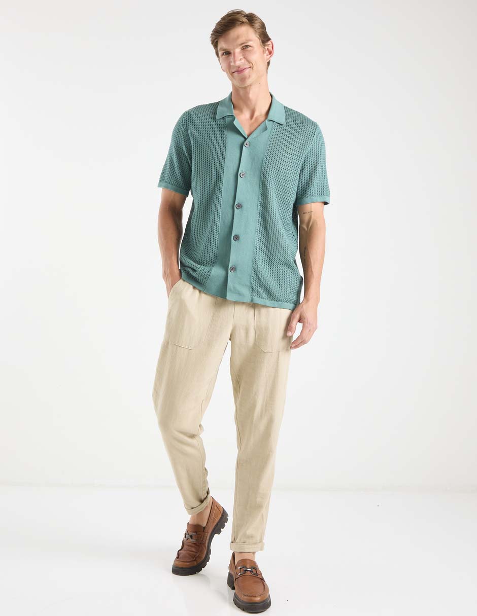 Camisa casual de algodón manga corta para hombre 3