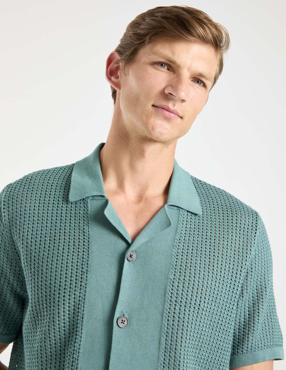 Camisa casual de algodón manga corta para hombre 4