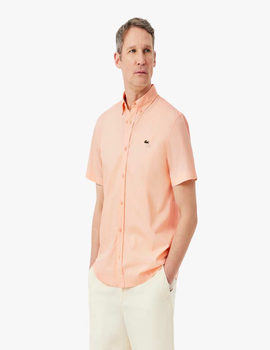 Camisa casual lacoste manga corta para hombre