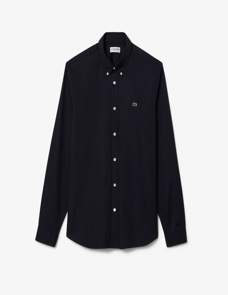 Camisa casual lacoste de algodón manga larga para hombre