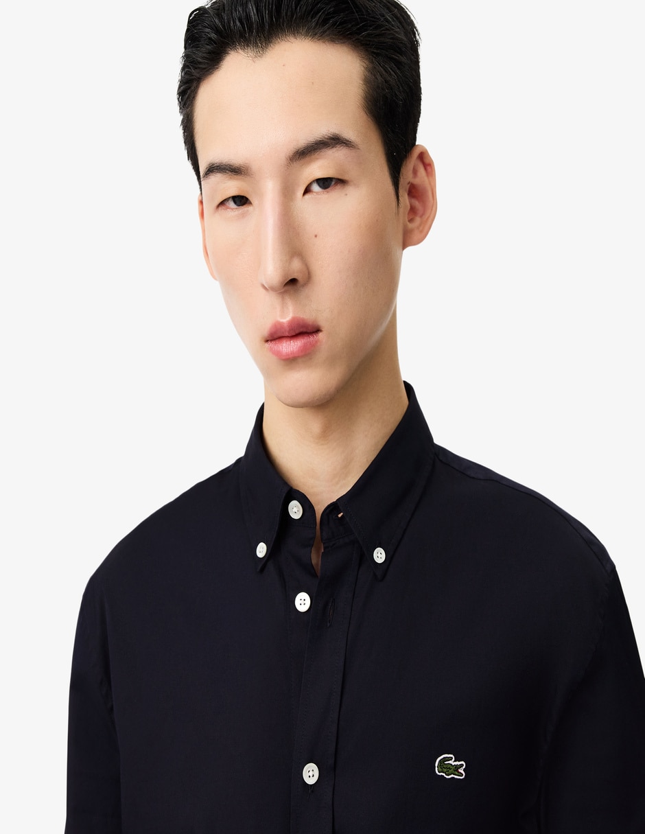 Camisa casual lacoste de algodón manga larga para hombre