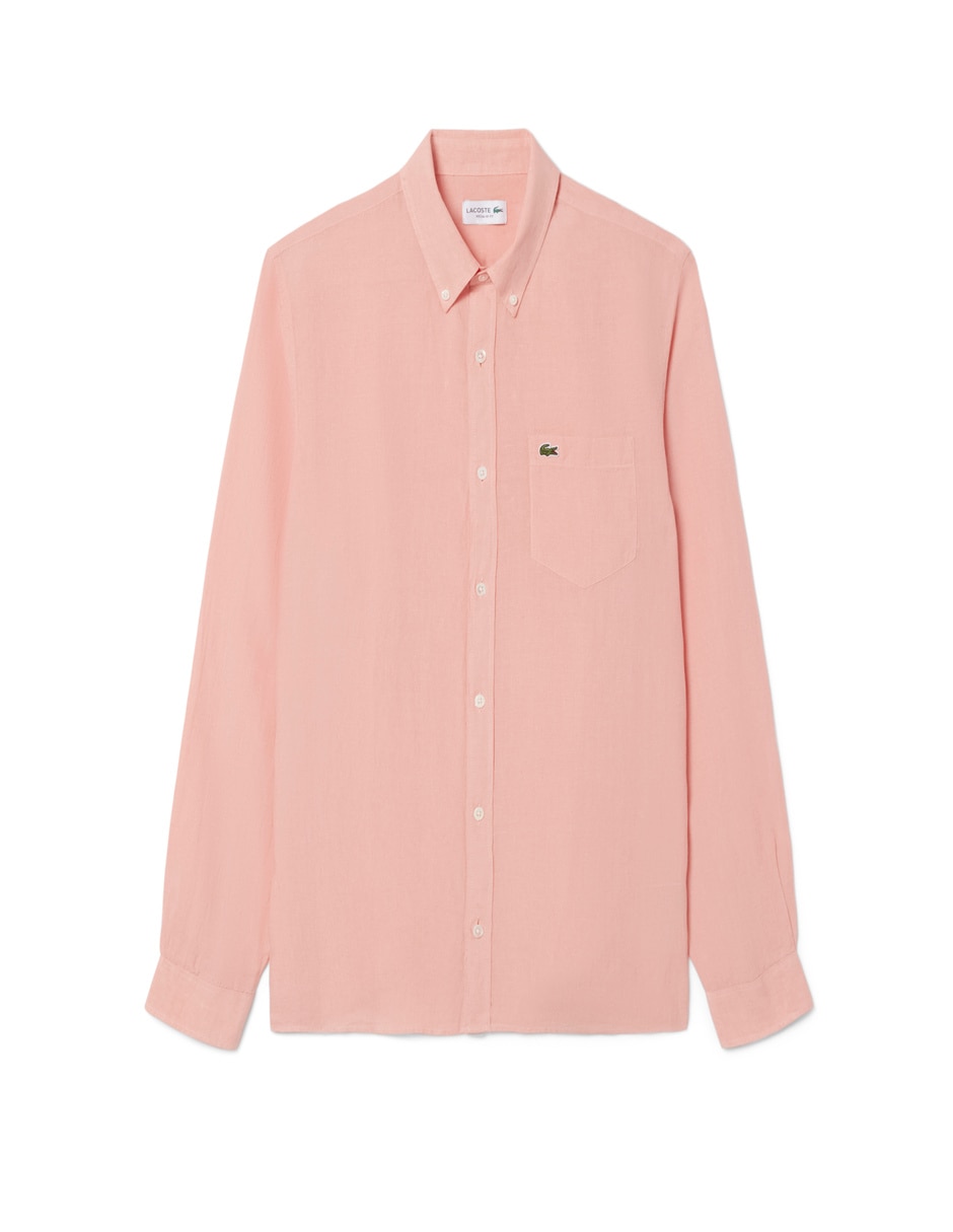 Camisa casual lacoste de lino manga larga para hombre