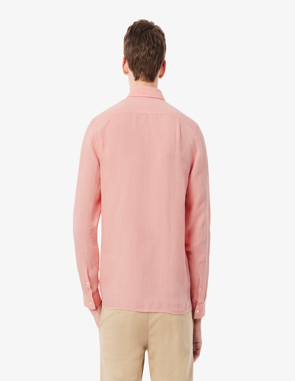 Camisa casual lacoste de lino manga larga para hombre