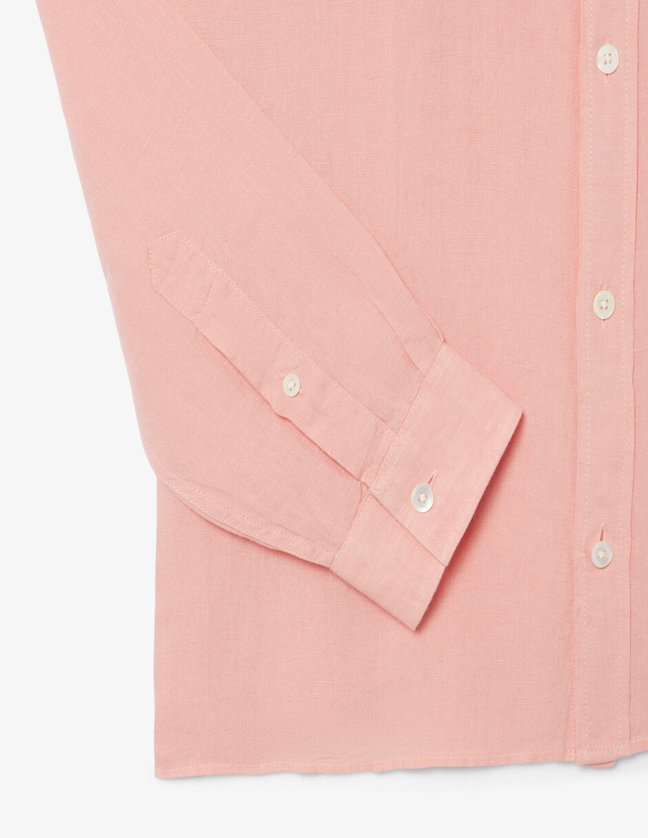 Camisa casual lacoste de lino manga larga para hombre