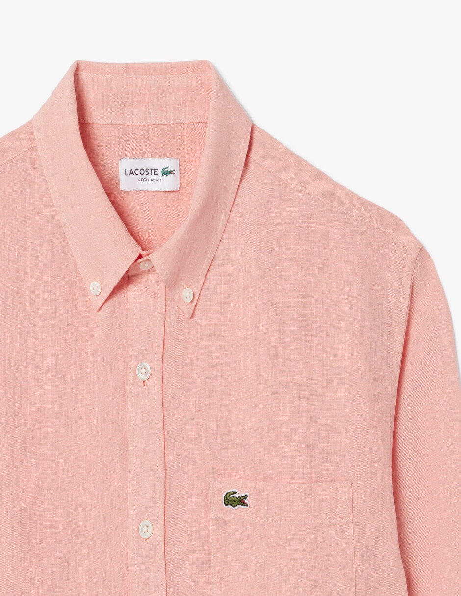 Camisa casual lacoste de lino manga larga para hombre