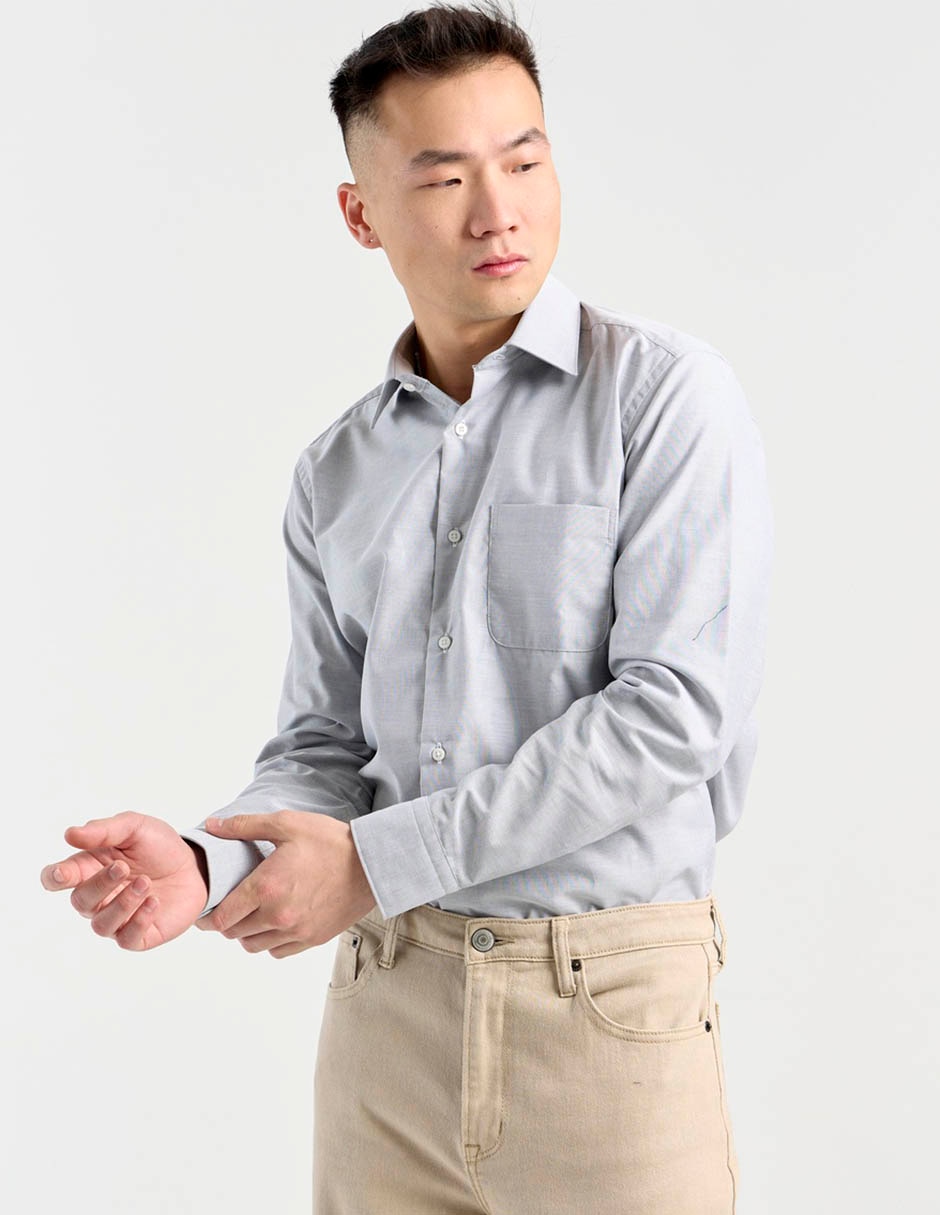 Camisa de vestir de algodón manga larga para hombre Camisa de vestir de algodón manga larga para hombre