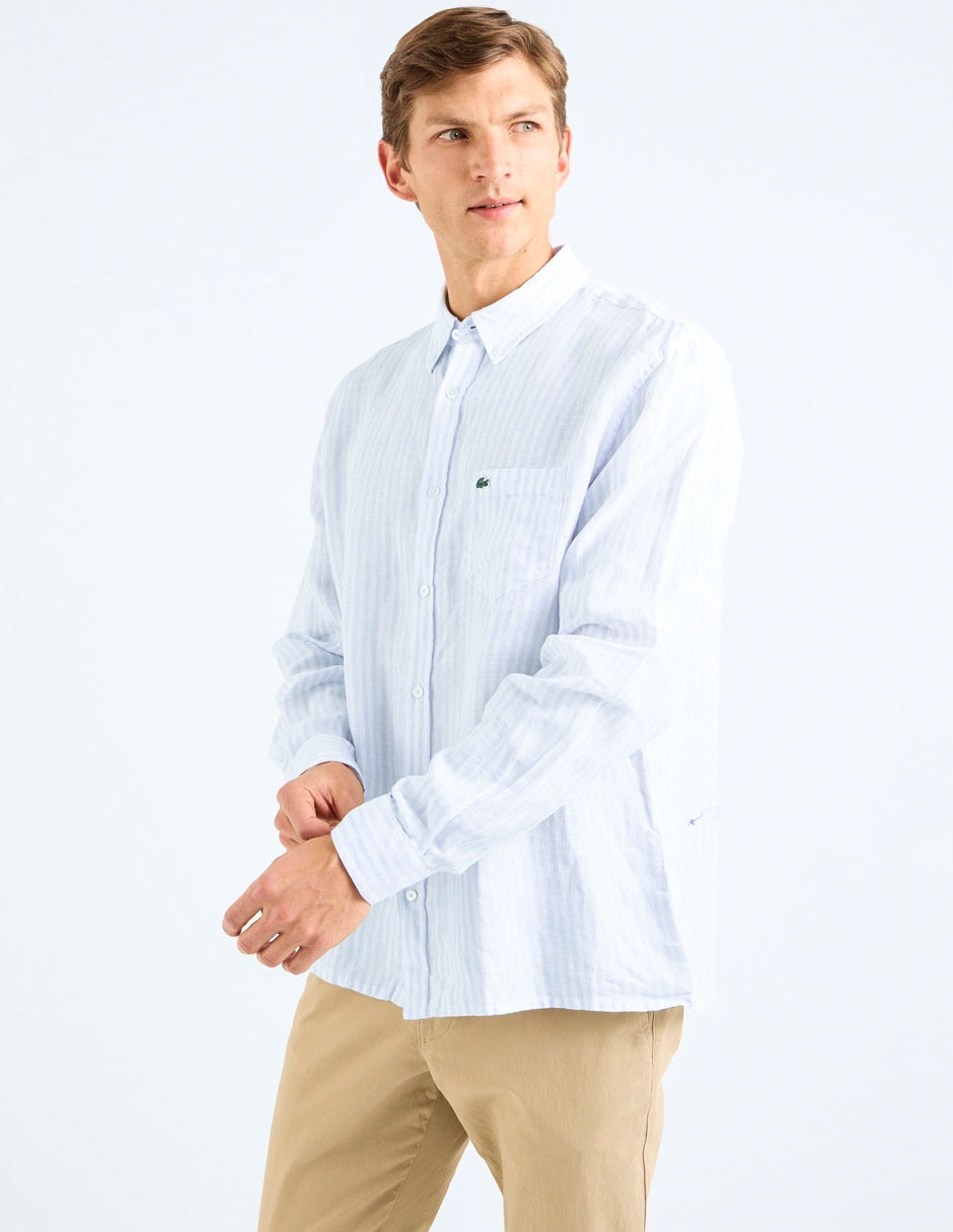 Camisa casual de lino manga larga para hombre