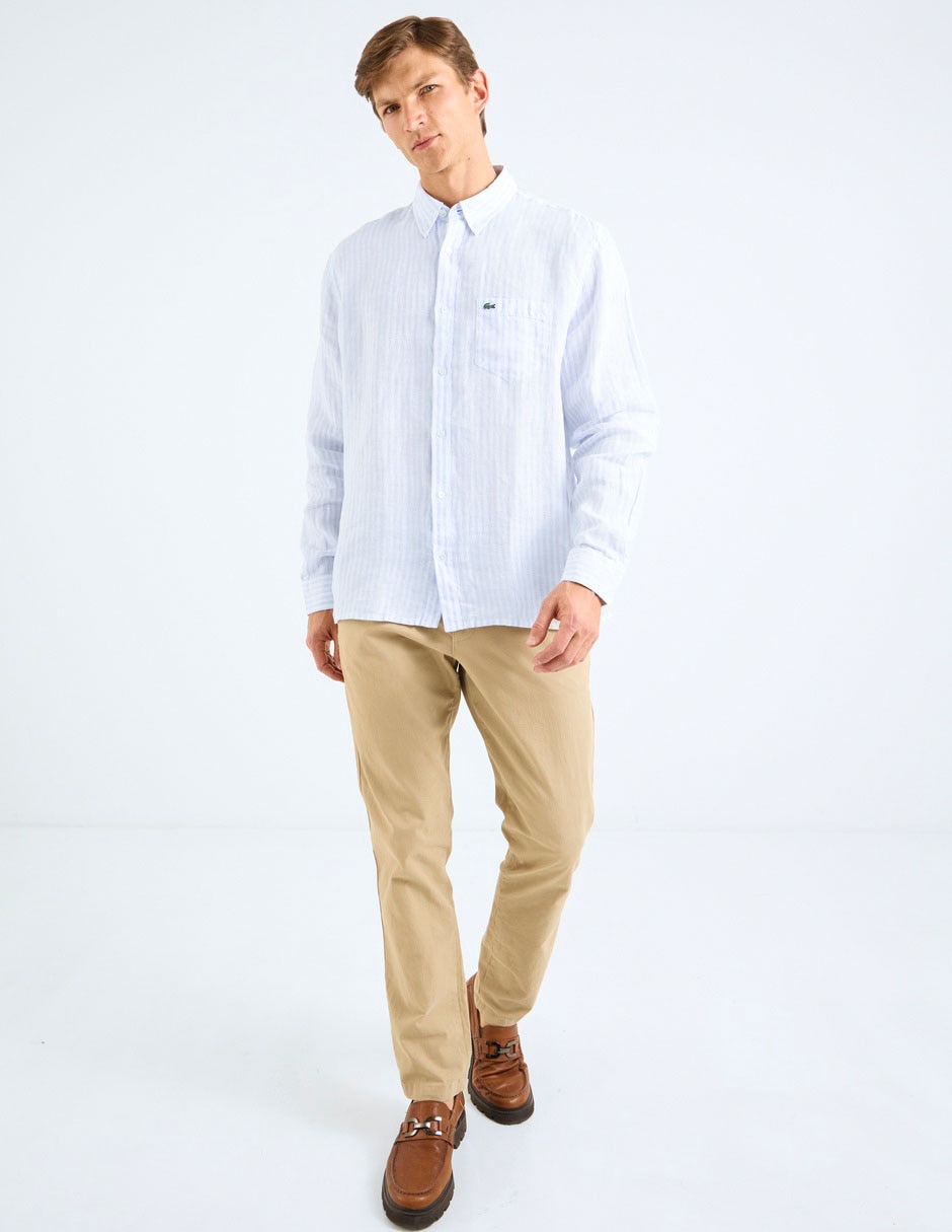 Camisa casual Lacoste de lino manga larga para hombre